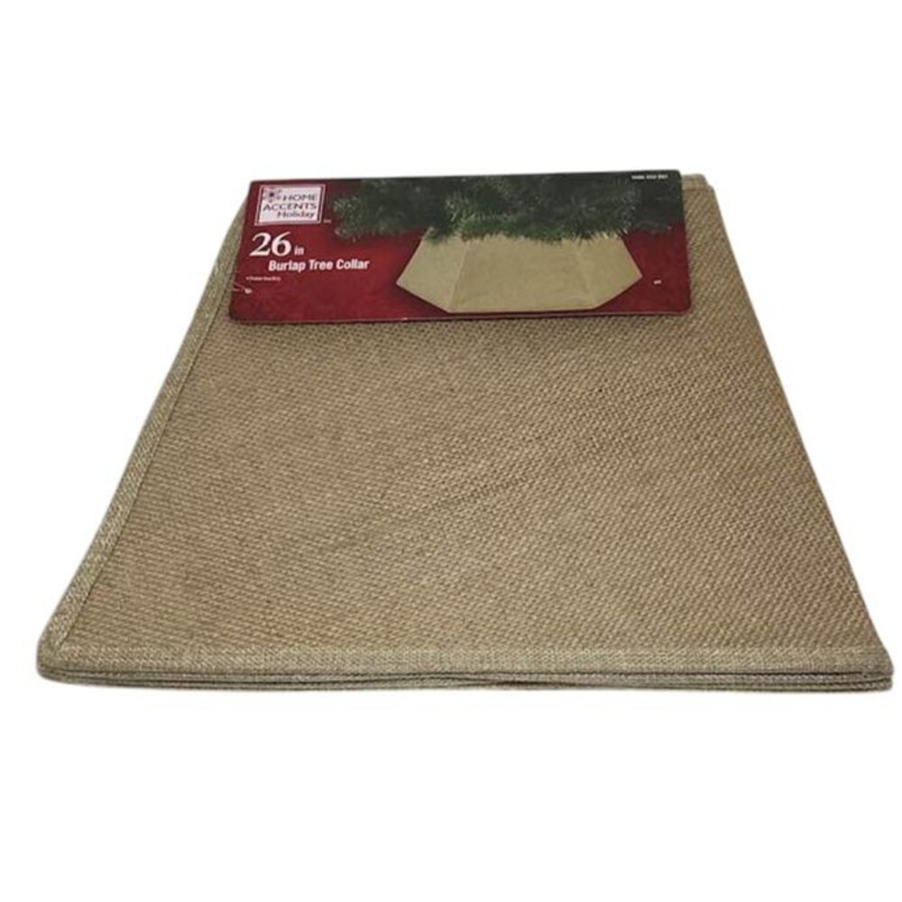 Christmas Tree Skirt Burlap Collar 26" Folds Open Home Accents Holiday New